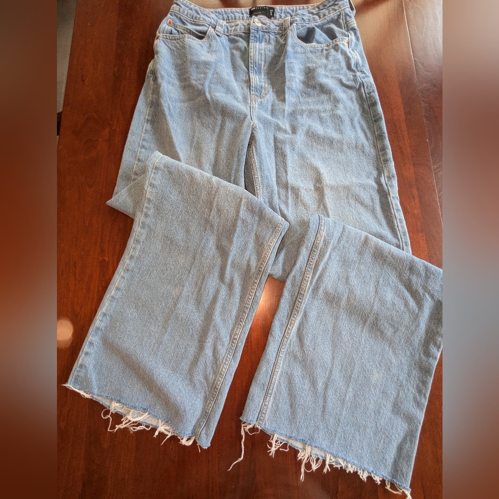ASOS High Waist Wide Leg "Dad" Jeans, 30" Waist, Raw Edge Hem (32" inseam)